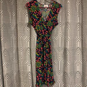 Adair Ruffle Detail Faux Wrap Knit Dress